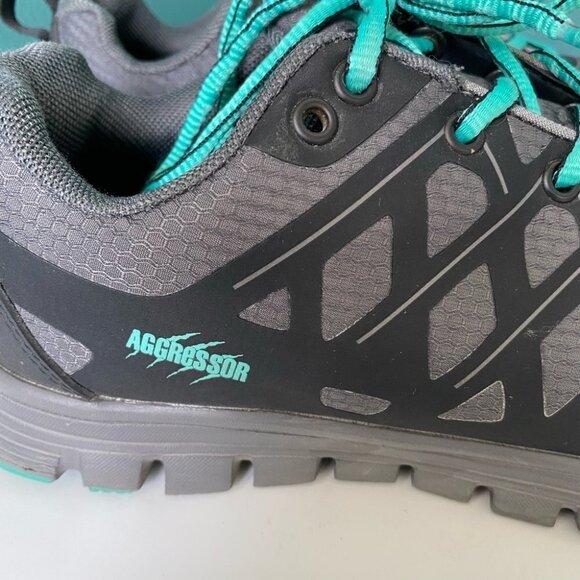 AGGRESSOR Athletic Safety Steel Toe Steel Plate Womens Size 7.5 Shoes Grey Black - Picture 2 of 7